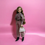 リカちゃん　ボリュームブラウスとくすみピンクのパンツのセット　おまけのショール付き🤍