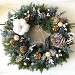 プリザーブドフラワー︎︎𓂃⟡.雪舞うホワイトクリスマスリース*