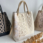 【受注製作】再販❄️秋冬新作✨インド刺繍リボン new巾着バッグ③♡エクリュ renewal✨drawstring bag 　巾着バッグ　ハンドバッグ　トートバッグ blackfriday