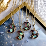 クレセント　ムーン　ステンドグラス調　シェル　ネックレス　チェーン　月　三日月