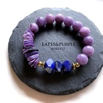 BL450-752チャロアイト+レピドライト+LAPIS 17㎝*天然石ブレスレット 【送料無料】