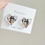 メルティハートピアス・イヤリング（ネイビー×ブラウン×ゴールド）