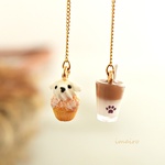 🐶わんこのおやつ時間🐾 カップケーキ＆カフェラテ耳飾り（①イヤリング②ピアス③フックピアス④樹脂ピアス⑤樹脂ノンホールピアス（樹脂イヤリング））