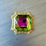 90s ヴィンテージ ヴィトレイルクリスタル オクタゴンガラスストーン セッティング付き