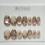 即日発送も可能　淡色カラーのフラワーパールネイル