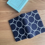 new！　mina  perhonen tambourine ブックカバー　タンバリン　ミナペルホネン の 刺繍生地　文庫本　A6 ネイビー