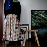 【『ふう様専用ページ』【カッコ1点モノ】マキシ丈のギャザースカートコットン二重織beigeベースパッチワーク柄：：おじシリーズ