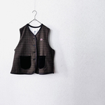 【1点モノ】ミックス素材のベスト：：ブラウンチェック×ウール：：おじシリーズ