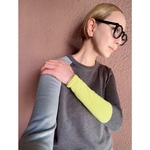 M＆L❤️着痩せニット❤️国産オリジナル❤️配色アシンメトリー❤️チャコール＆グレー＆ネオンイエロー