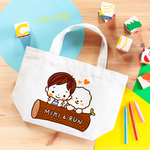 名入れ✴︎ギフト✴︎キッズト ランチトート トートバッグ サブバッグ おべんとう（世話好きな男の子とビションフリーゼ）