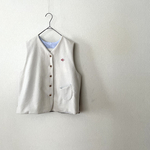 【1点モノ】ミックス素材のベスト：：オフホワイトandブラウン×ウール：：おじシリーズ