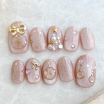 【期間限定】クリスマスネイル -Pink-　　Xmas  クリスマスツリー　リース　スノードーム　結婚式　推しネイル　ウェディング　推し活　マグネット　成人式　卒業式　冬　クリスマス　ホリデー