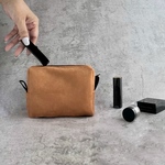 ミニポーチ｜上品スエード調×オレンジカラー／自立する小さめポーチ／化粧ポーチ・小物入れ・プレゼントにもおすすめ