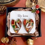 【christmas wrapping】  holiday   ハート　ピアス　イヤリング　アート　クリスマス　大振り　