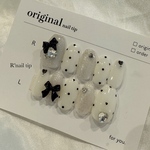 no.99 white ribbon🎀heart nail ドット ホワイトネイル
