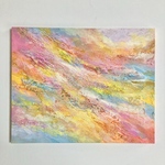 彩雲#1＊絵画　原画　抽象画　風景画　テクスチャーアート　空　虹　カラフル