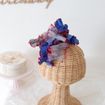 kids♡『bouquet』ふりふりフリル 青＆グレー　ヘッドドレス  七五三 和髪飾り キッズ　クリスマス