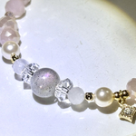 希少✨ピンクラブラドライトとホワイトラブラドライトのお守りブレスレット♡