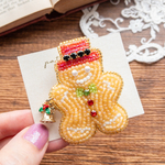 ジンジャーマンのビーズ刺繍ブローチ(赤)
