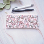 小花柄のインド刺繍ペンケース/メガネケース/プチギフト/クリスマスプレゼント/フェイクレザーケース/受注製作🧵