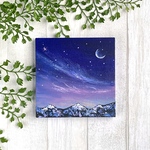 プチキャンバス絵画シリーズ♡アクリル画《原画》✴︎ 雪山と三日月 ✴︎