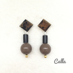 【再販】べっ甲×ベージュレトロピアス（イヤリング）