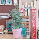 超お買い得！現品SALE♡【ブルーアイス】大きめクリスマスアイアンピックつき！素敵なガーデン♡ピンク系おしゃれ樹脂器セット