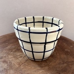 藍色チェックの植木鉢#346【plant pot】【プラントポット】