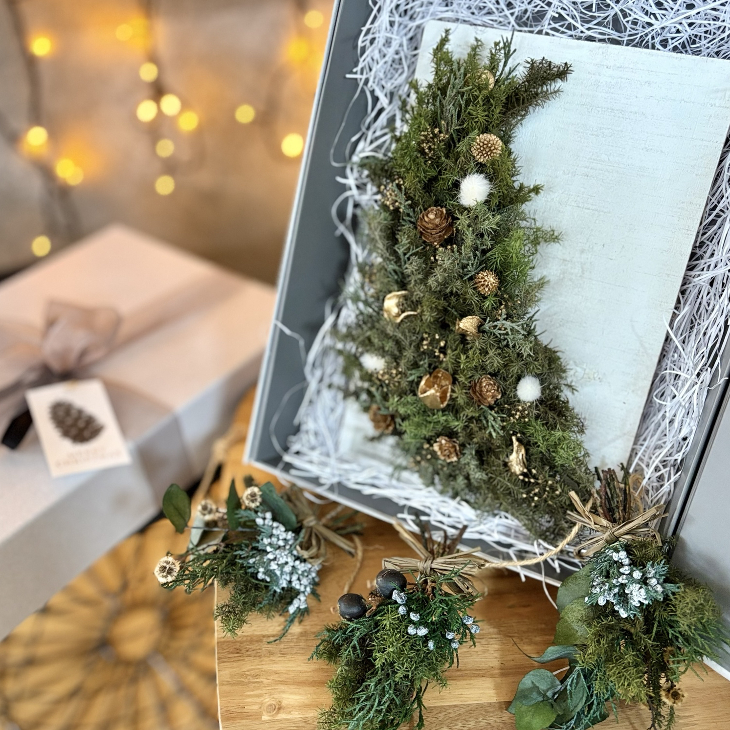 ドライフラワークリスマスガーランド❁1325ホワイトクリスマス 花束