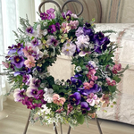 優しい華やぎのビオラの寄せ植えリース　　☆*:.｡.  幸せのwreath  「chiffon」  .｡.:*☆   　