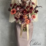《大特価セール⭐︎》  Crimson Veil  ブーケ　【ブートニア付き】　ウェディングブーケ  造花ブーケ  アーティフィシャルフラワー  胡蝶蘭ブーケ