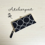 ★ミナペルホネン★tambourine navy のがま口財布★持手付