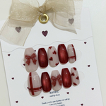 ボルドーネイル l 赤ネイル l マグネットネイル l クリスマスネイル l ハートネイル l リボンネイル l ネイルチップ l ネイル