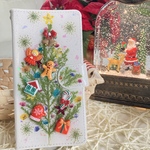 クリスマスツリーの押し花スマホケース