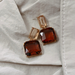 ダブルスクエアガラスバイカラーインポートピアスペア♡