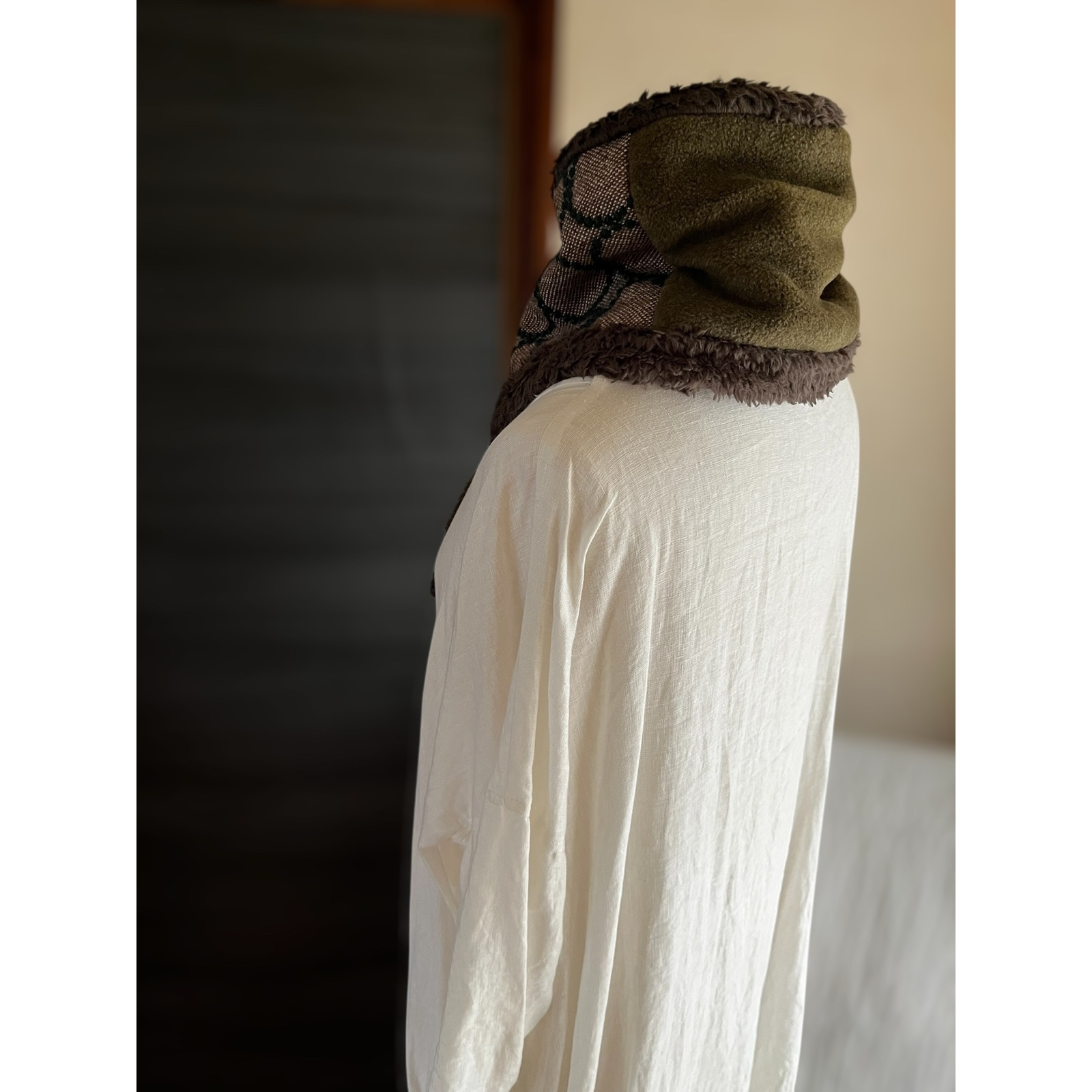 【マフラータイプ】skyful・tambourine ネックウォーマー ミナ生地 マフラータイプ】sky flower ・tambourineネックウォーマーミナ