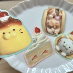 猫スイーツシール　プリン・ショートケーキ・オムレット・ロールケーキ　4枚セット