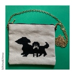 ゴブランステッチでつくるポシェット　ダックス親子