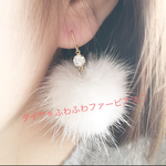 ダイヤ＊ふわふわファーピアス♡