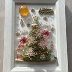 21時から販売開始です♡サンタうさぎのHappy christmas♡ポインセチアが咲くツリー  シーグラスアート 天然石アート