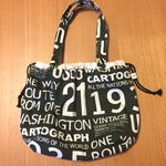 SALE   巾着トートL    A4   アルファベット 緑