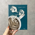 原画『break time』15㎝×20㎝　絵画/アクリル画/テクスチャーアート/アート/キャンバス/インテリア