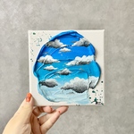 アクリル画『一筆先には青空』15㎝×15㎝絵画/アクリル画/テクスチャーアート/アート/キャンバス/インテリア