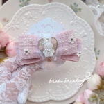 Rabbit🐇🎀 レースオーガンジー リボン  アーチ型バナナクリップ ヘアクリップ バレッタ