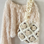  Rose frill tote 【ivory×beige】