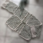 送料無料☆crochet グラニー ボレロ モチーフ カーディガン☆ライトベージュ/オリーブ