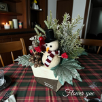 アーティフィシャルフラワー　クリスマススノーマンマンアレンジポット39