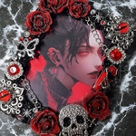 №.２７ 赤薔薇と髑髏の硬質ケース 