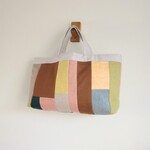 スモーキーリネン　ランダムパッチ　　横長トートBAG　♪　麻　リネン　帆布