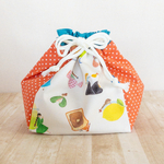 ＊お弁当袋＊　女の子柄×オレンジドット